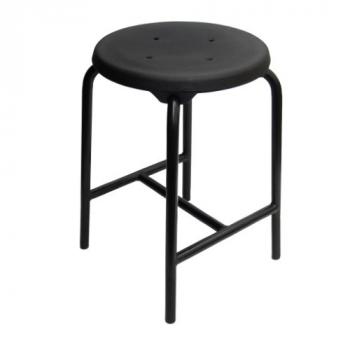 H-Streben Hocker, Gestell schwarz, Sitz PU schwarz